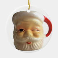 Vintage Santa Mug Christmas Ornament (Winking)