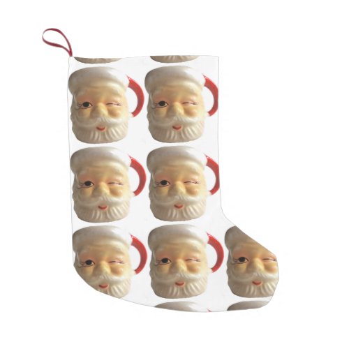 Vintage Santa Mug Christmas Stocking winking