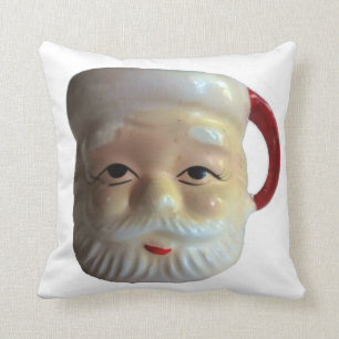 Vintage Santa Mug Christmas Throw Pillow