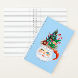 Vintage Santa Mug Light Blue Notebook