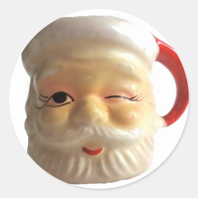 Vintage Santa Mug Stickers (Winking) (Front)