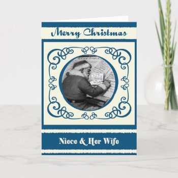 Vintage Santa Niece & Her Wife Christmas Holiday Card by freespiritdesigns at Zazzle