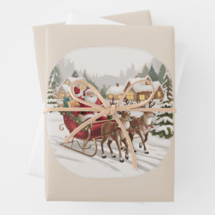 Vintage Santa Nineties Retro Santa Claus Holiday  Wrapping Paper Sheets