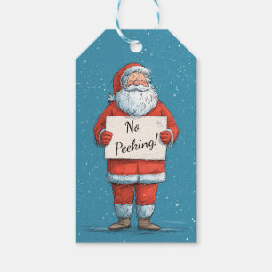 Vintage Santa No Peeking Christmas Gift Tags