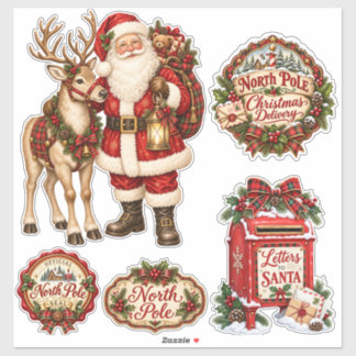 Vintage Santa North Pole Christmas Sticker