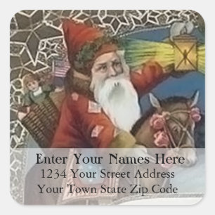 Vintage Santa On a Horse Return Address Label