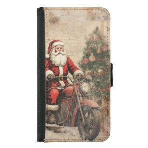 Vintage Santa on a Motorcycle Samsung Galaxy S5 Wallet Case