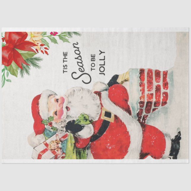 Vintage Santa on Chimney Decoupage Tissue Paper (Front)