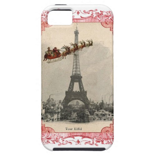 Vintage Santa over Paris Christmas Phone Case