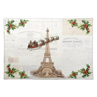 Vintage Santa over Paris Christmas Placemat