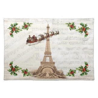 Vintage Santa over Paris Christmas Placemat