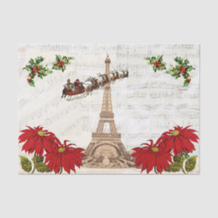 Vintage Santa over Paris Christmas Tissue Paper