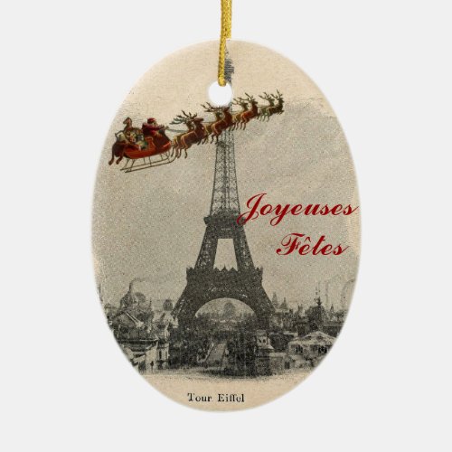 Vintage Santa over Paris Ftes Christmas Ornament
