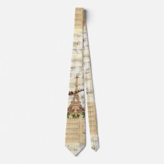 Vintage Santa Over Paris Music Neck Tie