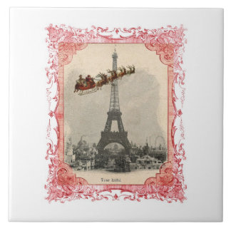 Vintage Santa over Paris Trivet Tile
