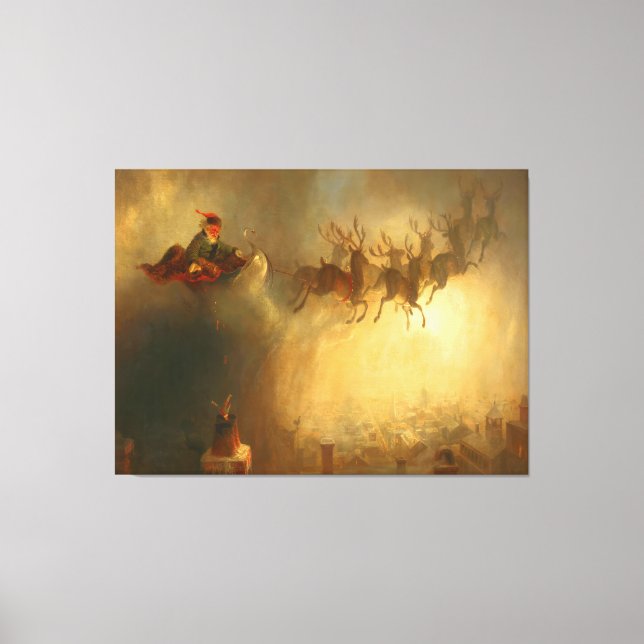 Vintage Santa Over Rhode Island Canvas Print (Front)