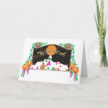 Vintage Santa Over Rooftops Holiday Card