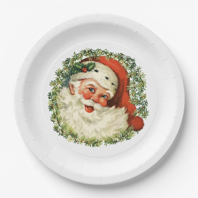 Vintage Santa Paper Plates (Front)