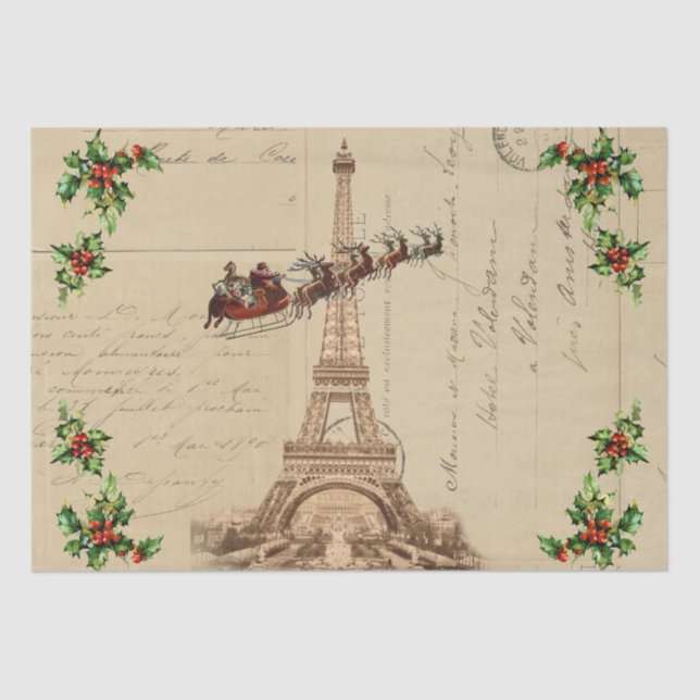 Vintage Santa Paris Christmas Tissue Paper (Front)