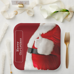 Vintage Santa Photograph Typewriter Text Christmas Paper Plates