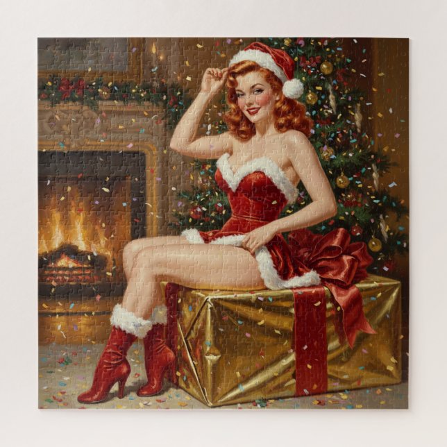 Vintage Santa Pin-up Art Jigsaw Puzzle (Vertical)