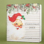 Vintage Santa Pine Poinsettia Personalized Album 3 Ring Binder<br><div class="desc">This design was created though digital art. It may be personalized in the area provide or customizing by choosing the click to customize further option and changing the name, initials or words. You may also change the text color and style or delete the text for an image only design. Contact...</div>