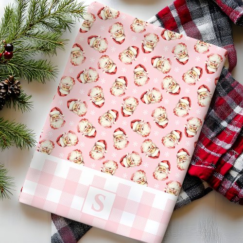 Christmas Kitchen Towels 16 Vintage Santa Pink Gingham Monogrammed Christmas Kitchen Towel