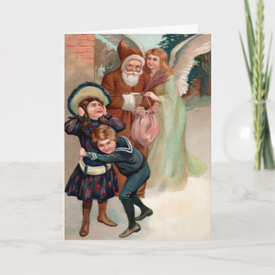 Vintage Santa Punishing Children Holiday Card