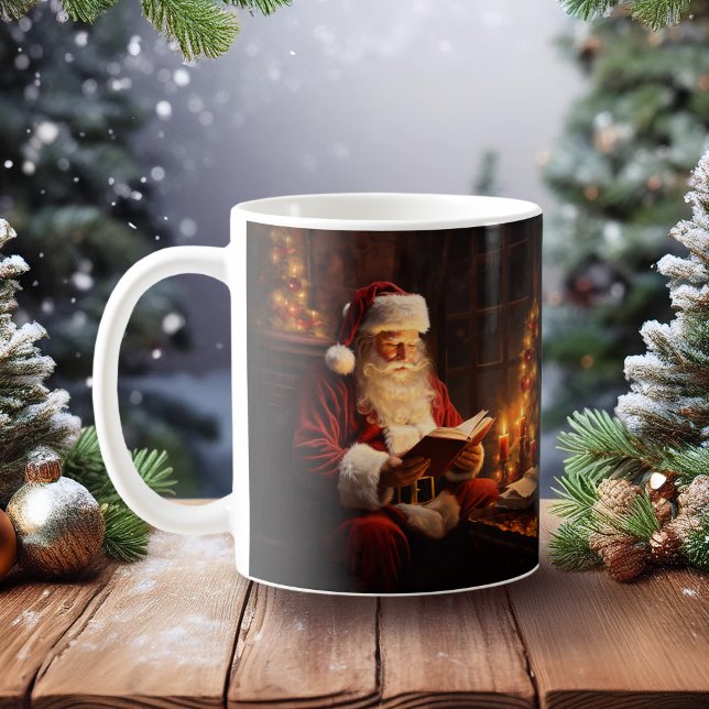 Vintage Santa Reading a Book Christmas Coffee Mug (Creator Uploaded)