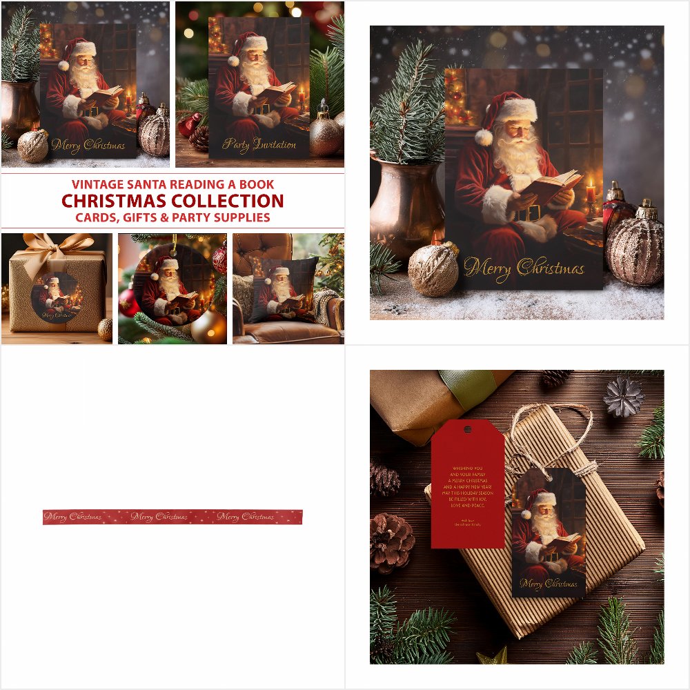 Vintage Santa Reading a Book Collection