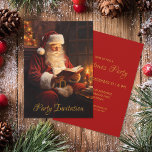 Vintage Santa Reading a Book Red Christmas Party Invitation<br><div class="desc">Set the tone for a cozy and charming Christmas party with this vintage-inspired invitation featuring Santa reading a book, perfect for a nostalgic holiday feel. The classic design invites guests to celebrate in true holiday spirit, blending tradition with festive warmth. The red back is fully customizable, allowing you to add...</div>