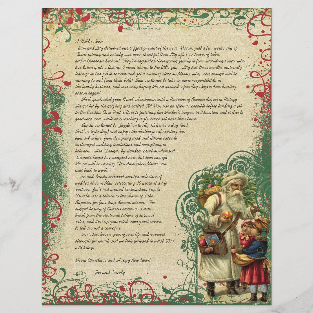 Vintage Santa Retro Circle Christmas Letter | Zazzle