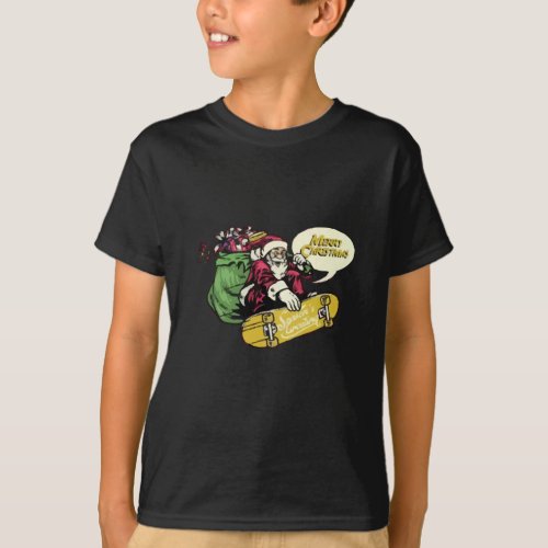 Vintage Santa Ride Skateboard Urban T_Shirt