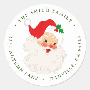 Vintage Santa Round Christmas Return Address Label