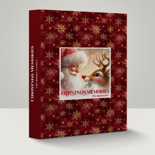 Vintage Santa Rudolph Holiday Memory Book Album 3 Ring Binder