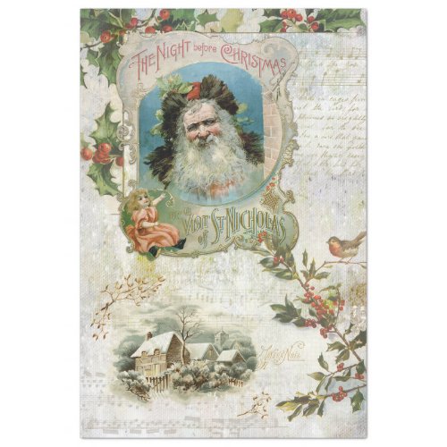 Vintage Santa, Rustic Landscape & Music Collage