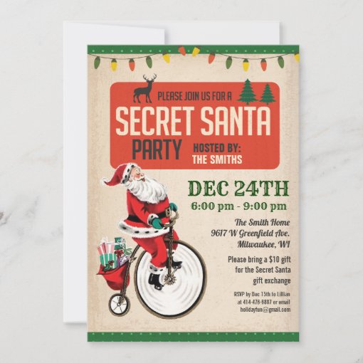 Vintage Santa Santa Christmas Party Invitation | Zazzle