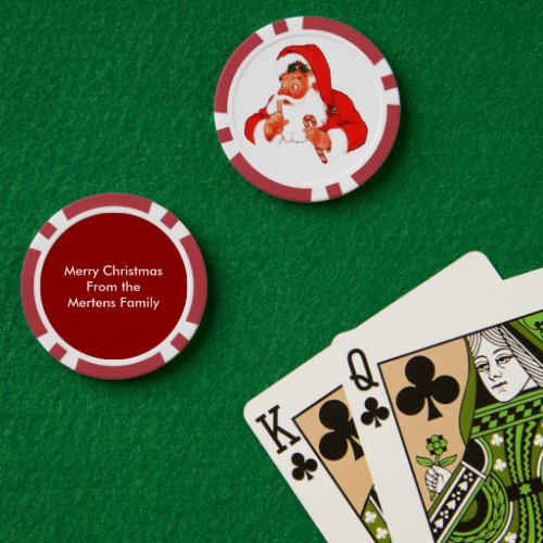 Vintage Santa Says Shh Quiet Personalize Message Poker Chips