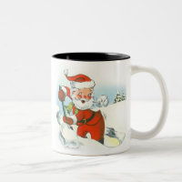 Vintage Santa Shoveling Snow Christmas Mug