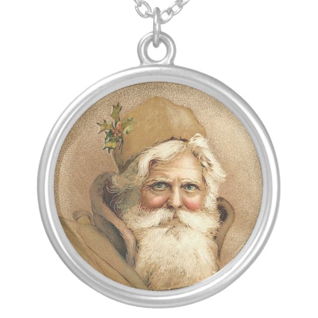 Vintage Santa Silver Plated Necklace (Front)