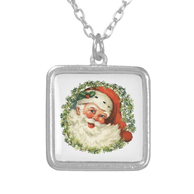 Vintage Santa Silver Plated Necklace (Front)