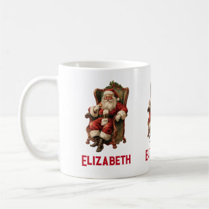 Vintage Santa Sitting in a Comfy Chair Christmas Coffee Mug