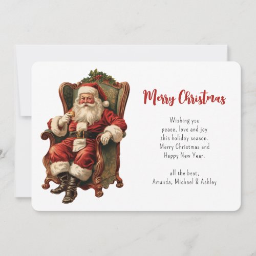 Vintage Santa Sitting in a Comfy Chair Christmas Holiday Card
