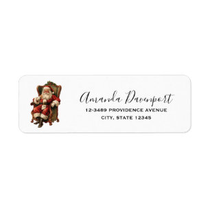 Vintage Santa Sitting in a Comfy Chair Christmas Label