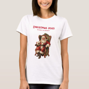 Vintage Santa Sitting in a Comfy Chair Christmas T-Shirt
