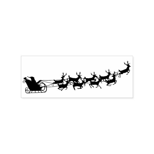 Vintage Santa Sleigh and Reindeer Rubber Stamp