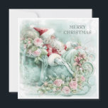 Vintage Santa Sleigh Christmas Red Blue Teal Pink Holiday Card<br><div class="desc">Elegant vintage teal, pink, and blue Christmas greeting card with Santa Claus in his sleigh wearing his red suit. Text "Merry Christmas" is on the front, and is fully customizable. So add any holiday greeting you wish. Personalized on the back with your message and name. Contact me for assistance with...</div>