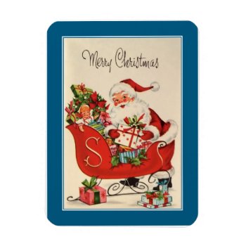 Vintage Santa & Sleigh Magnet by ChristmasTimeByDarla at Zazzle