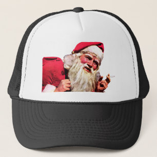 Vintage Santa Smoking Cigaret Trucker Hat