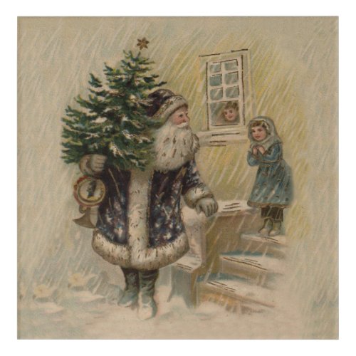 Vintage Santa Snow Christmas Tree Acrylic Print